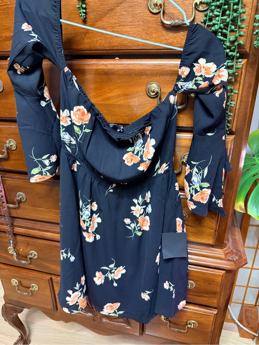 NWT Lulus My Favorite Day Black Floral Off The Shoulder Mini Dress XS